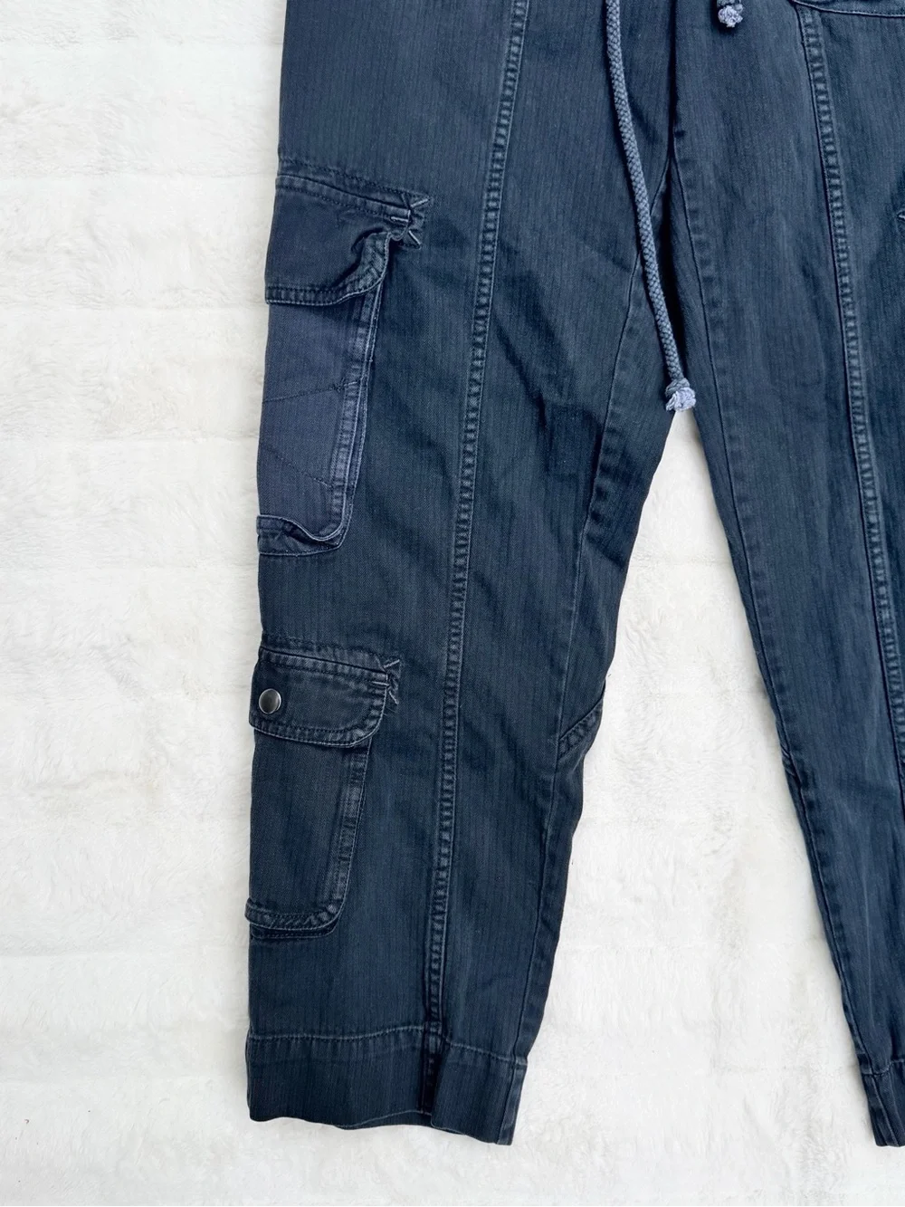 Free People Tahiti Cargo Pants Black Utility Drawstring Relaxed Fit S - Picture 8 of 12